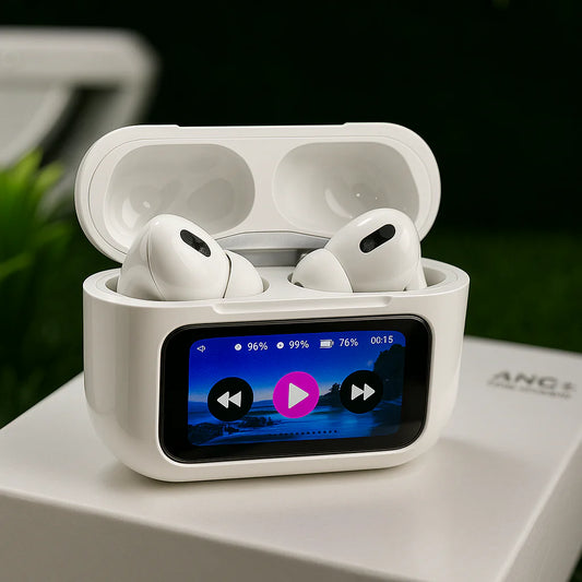 Evopods Display Screen 2 Premium Wireless Earbuds + 100% ANC with 1.41" Full HD Touch Screen + GPS Tracking (Find my evopods ) + 13mm High Deep Bass Drivers